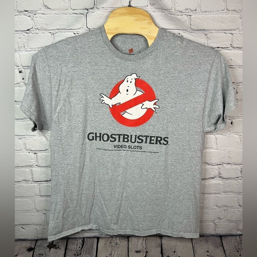 Ghostbusters Grey  Graphic T Shirt‎ Size XL IGT Video Slots Promo 2012 Tee Hanes